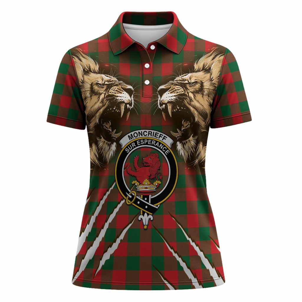 Moncrieff (Moncreiffe) Tartan Crest Women Polo Shirt Ferocious Lion Style