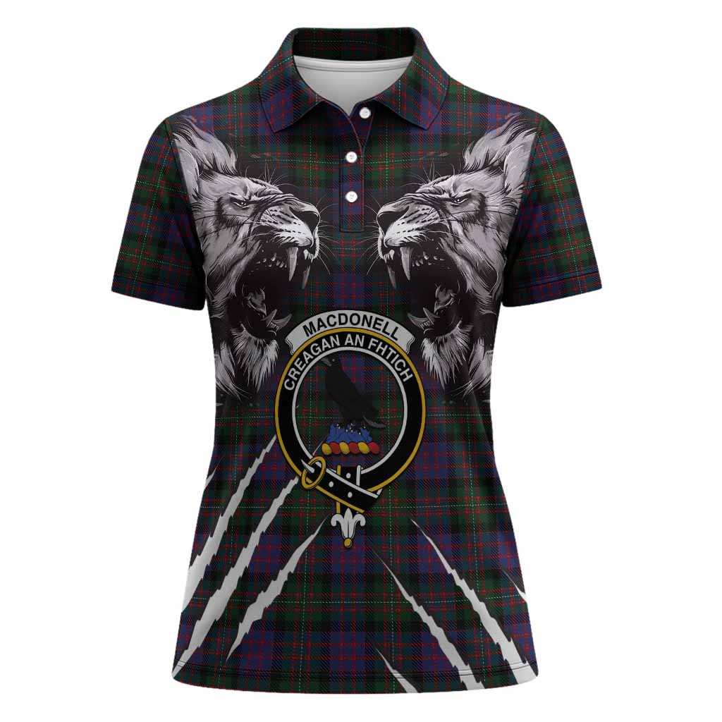 MacDonell (McDonell) Tartan Crest Women Polo Shirt Ferocious Lion Style
