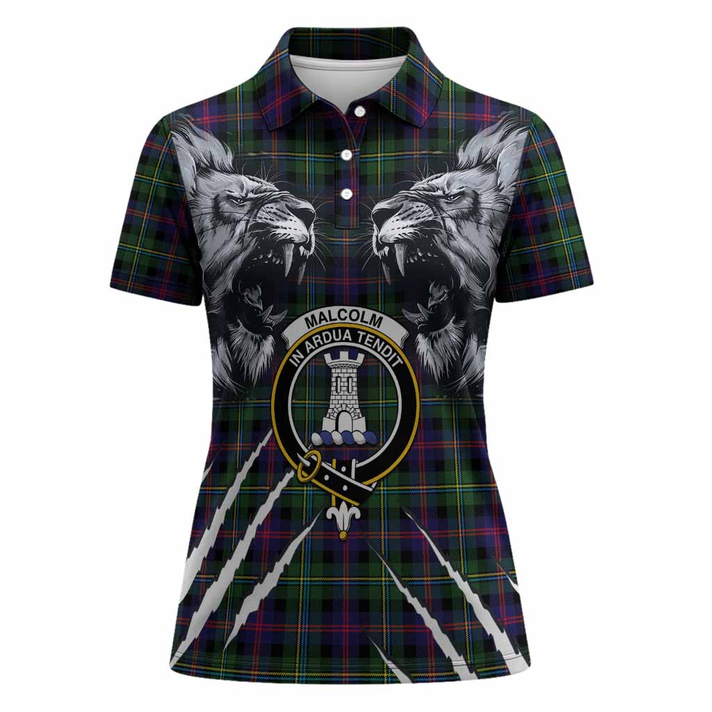 Malcolm Tartan Crest Women Polo Shirt Ferocious Lion Style