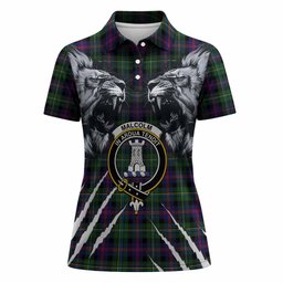 Malcolm Tartan Crest Women Polo Shirt Ferocious Lion Style