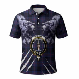 Morgan Tartan Crest Polo Shirt Ferocious Lion Style