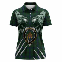 Mackenzie (Mckenzie) Tartan Crest Women Polo Shirt Ferocious Lion Style