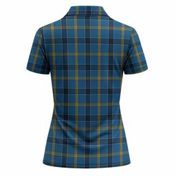 Laing Tartan Crest Women Polo Shirt Ferocious Lion Style