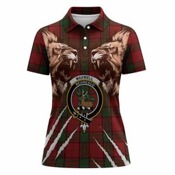 Maxwell Tartan Crest Women Polo Shirt Ferocious Lion Style