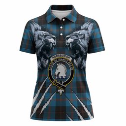 Horsburgh Tartan Crest Women Polo Shirt Ferocious Lion Style
