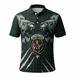 Elphinstone Tartan Crest Polo Shirt Ferocious Lion Style