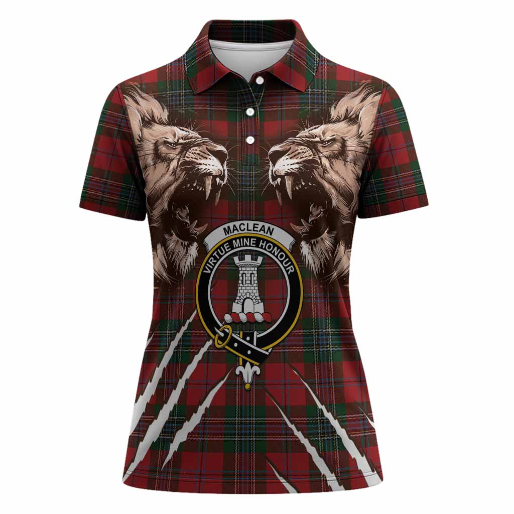 MacLean (McLean) Tartan Crest Women Polo Shirt Ferocious Lion Style