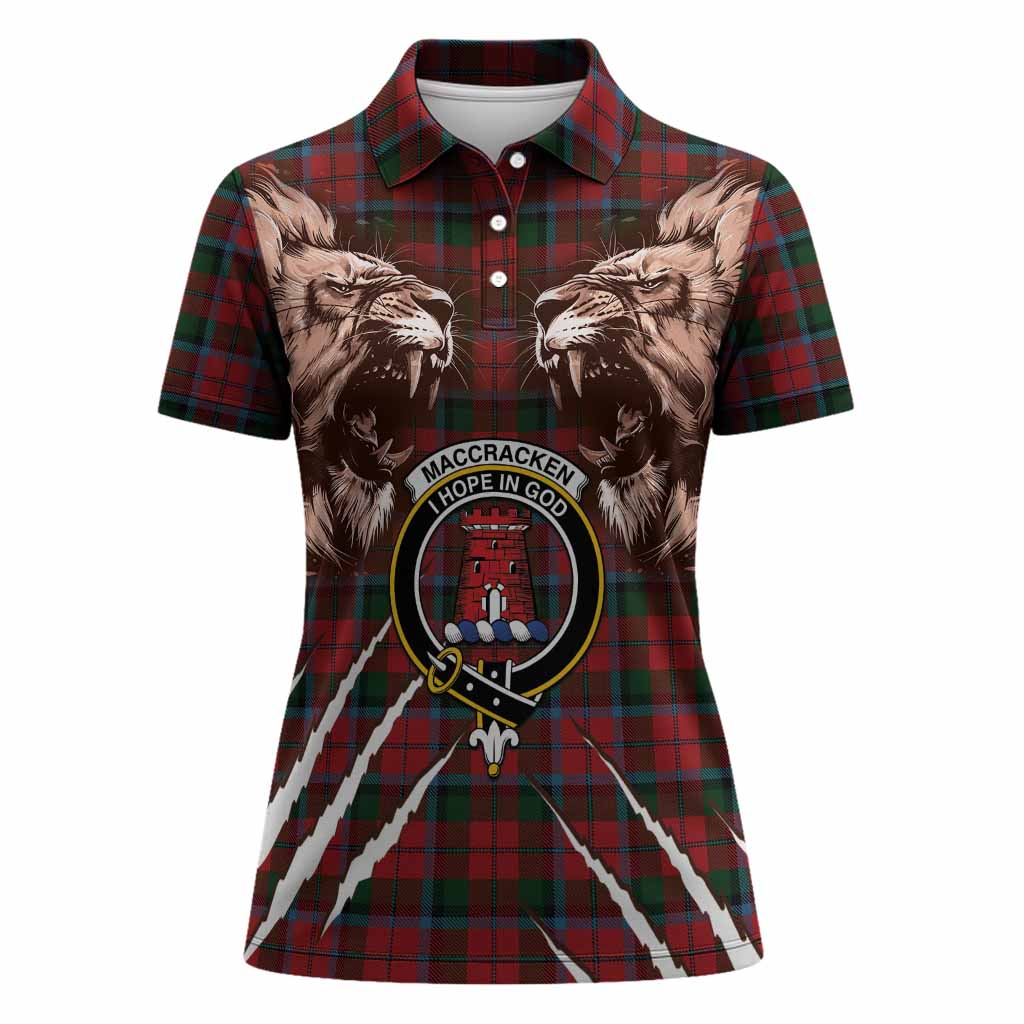MacCracken (McCracken) Tartan Crest Women Polo Shirt Ferocious Lion Style