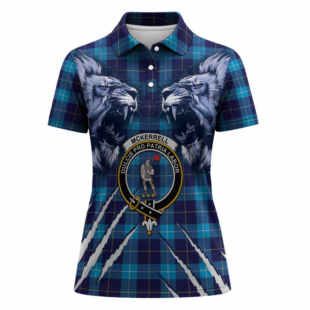 McKerrell Tartan Crest Women Polo Shirt Ferocious Lion Style