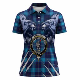 McKerrell Tartan Crest Women Polo Shirt Ferocious Lion Style