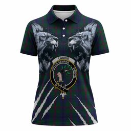 Laurie Tartan Crest Women Polo Shirt Ferocious Lion Style