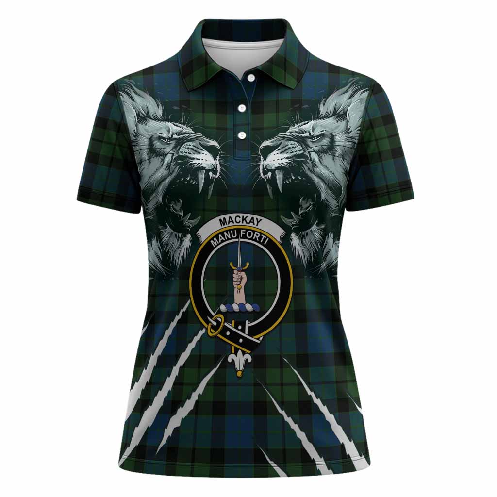 MacKay (McKay) Tartan Crest Women Polo Shirt Ferocious Lion Style