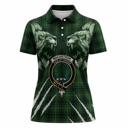 MacArthur (McArthur) Tartan Crest Women Polo Shirt Ferocious Lion Style