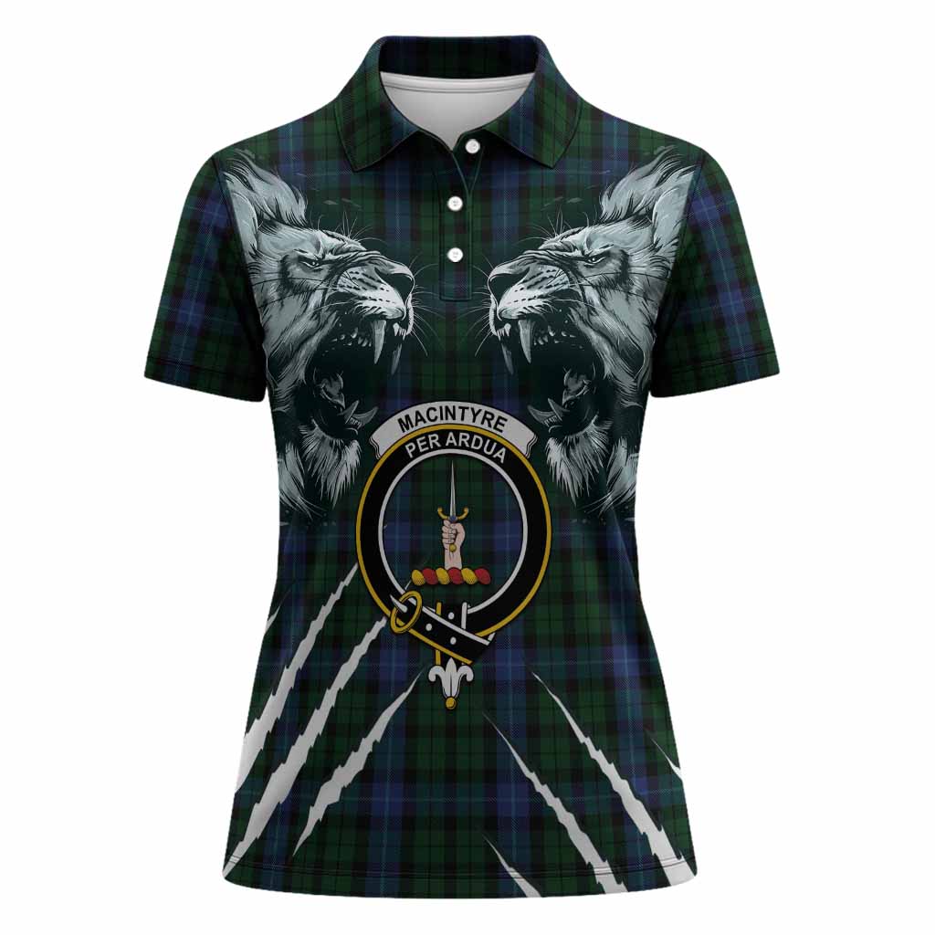 MacIntyre (McIntyre) Tartan Crest Women Polo Shirt Ferocious Lion Style