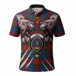 Mar Tartan Crest Polo Shirt Ferocious Lion Style