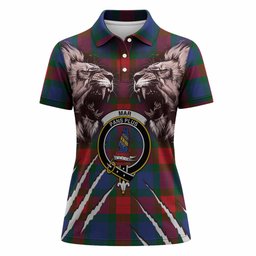 Mar Tartan Crest Women Polo Shirt Ferocious Lion Style