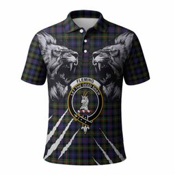 Fleming Tartan Crest Polo Shirt Ferocious Lion Style