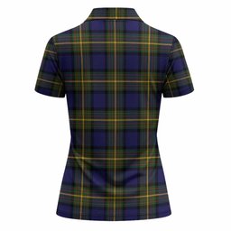 Moore Tartan Crest Women Polo Shirt Ferocious Lion Style