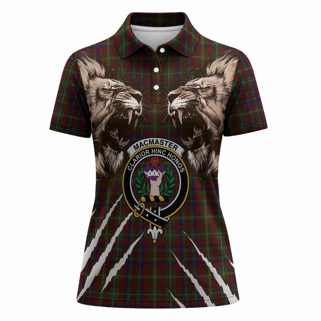 MacMaster (McMaster) Tartan Crest Women Polo Shirt Ferocious Lion Style