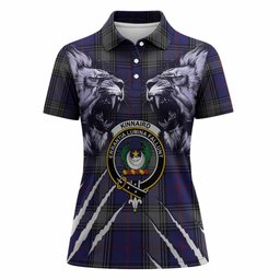 Kinnaird Tartan Crest Women Polo Shirt Ferocious Lion Style