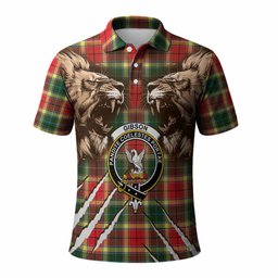 Gibson (Gibbs or Gibsone) Tartan Crest Polo Shirt Ferocious Lion Style