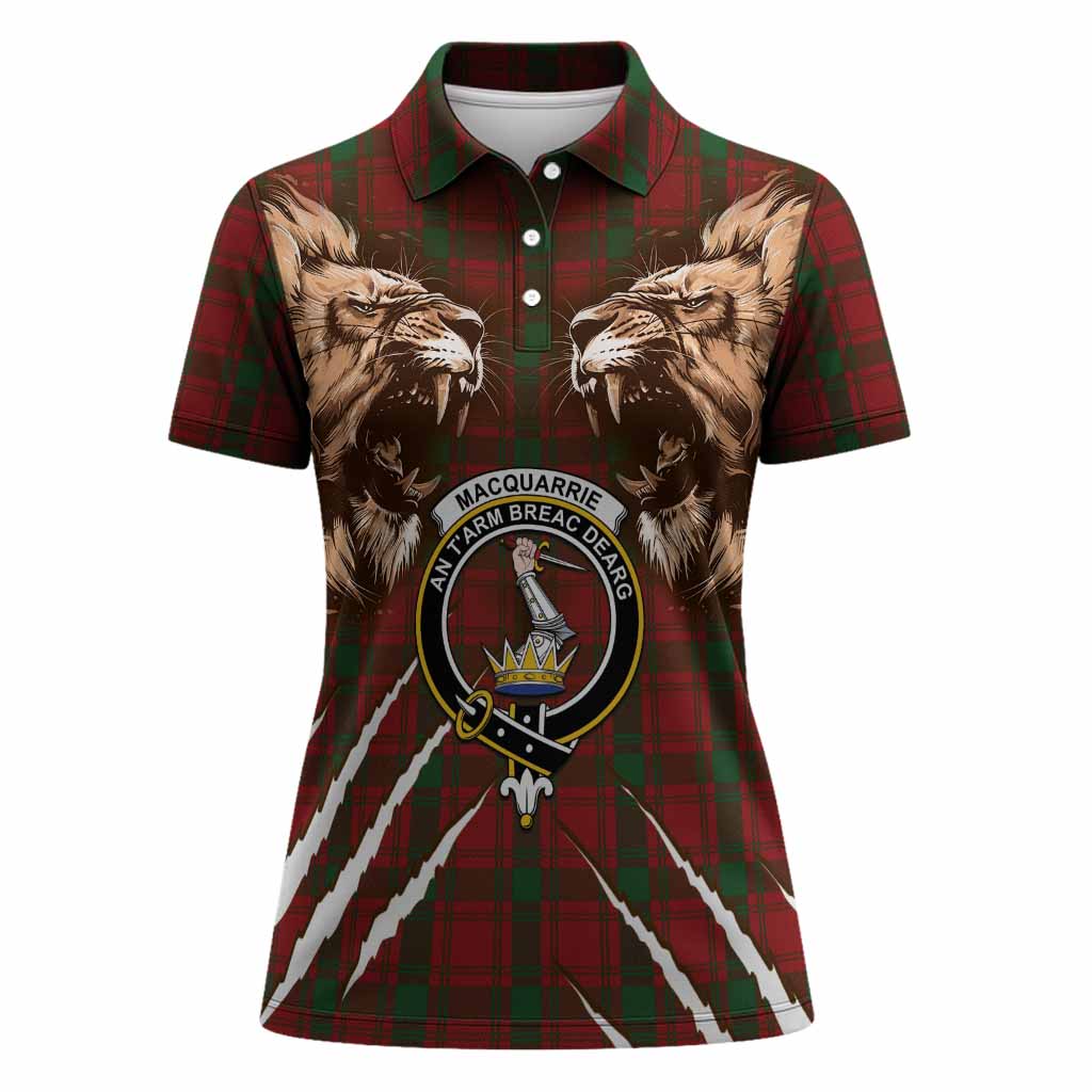 MacQuarrie (McQuarrie) Tartan Crest Women Polo Shirt Ferocious Lion Style