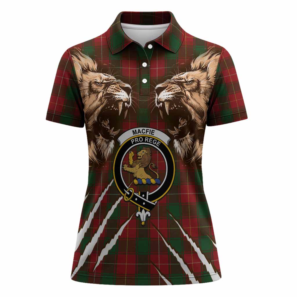 MacFie (McFie) Tartan Crest Women Polo Shirt Ferocious Lion Style