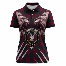 Lindsay Tartan Crest Women Polo Shirt Ferocious Lion Style