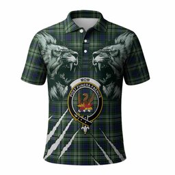 Mow Tartan Crest Polo Shirt Ferocious Lion Style