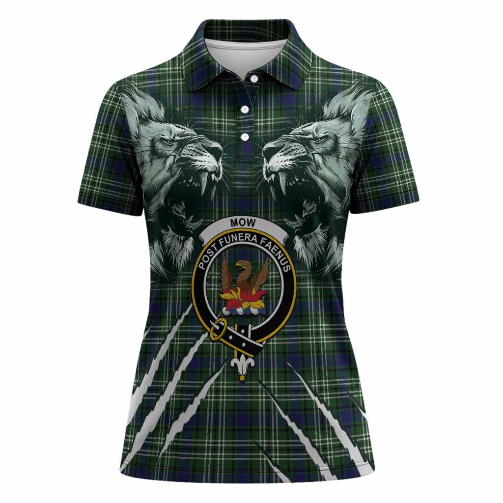 Mow Tartan Crest Women Polo Shirt Ferocious Lion Style