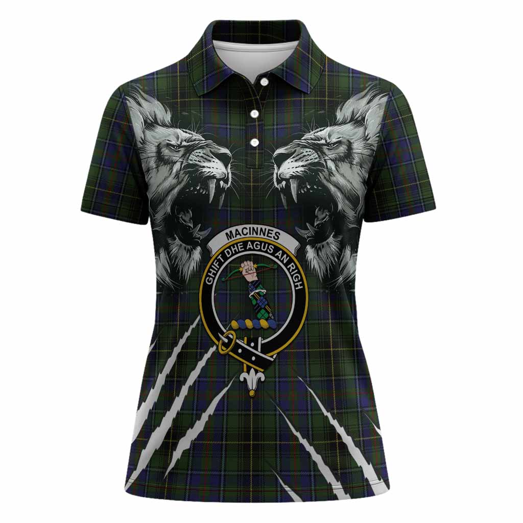 MacInnes (McInnes) Tartan Crest Women Polo Shirt Ferocious Lion Style