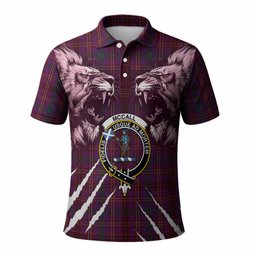 McCall (Caithness) Tartan Crest Polo Shirt Ferocious Lion Style
