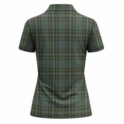 Kelly Tartan Crest Women Polo Shirt Ferocious Lion Style