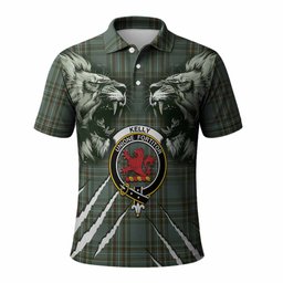 Kelly Tartan Crest Polo Shirt Ferocious Lion Style