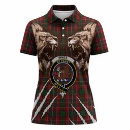 Innes Tartan Crest Women Polo Shirt Ferocious Lion Style