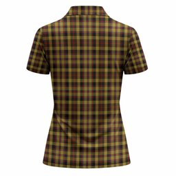 Jardine Tartan Crest Women Polo Shirt Ferocious Lion Style