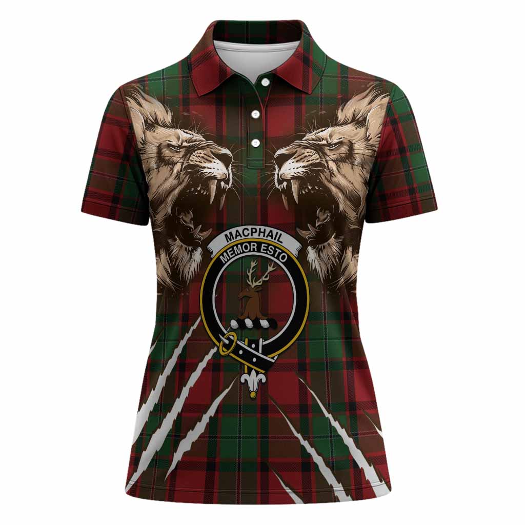 MacPhail (McPhail) Tartan Crest Women Polo Shirt Ferocious Lion Style