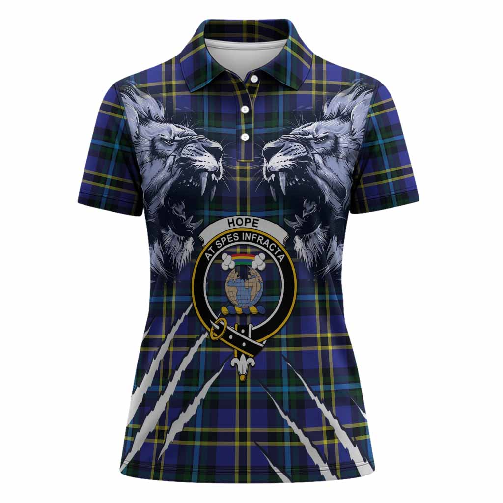 Hope Tartan Crest Women Polo Shirt Ferocious Lion Style