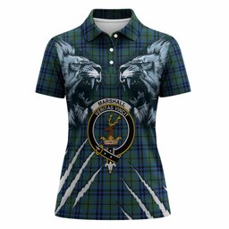 Marshall Tartan Crest Women Polo Shirt Ferocious Lion Style