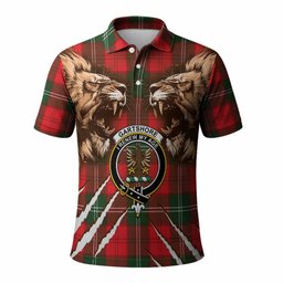Gartshore Tartan Crest Polo Shirt Ferocious Lion Style