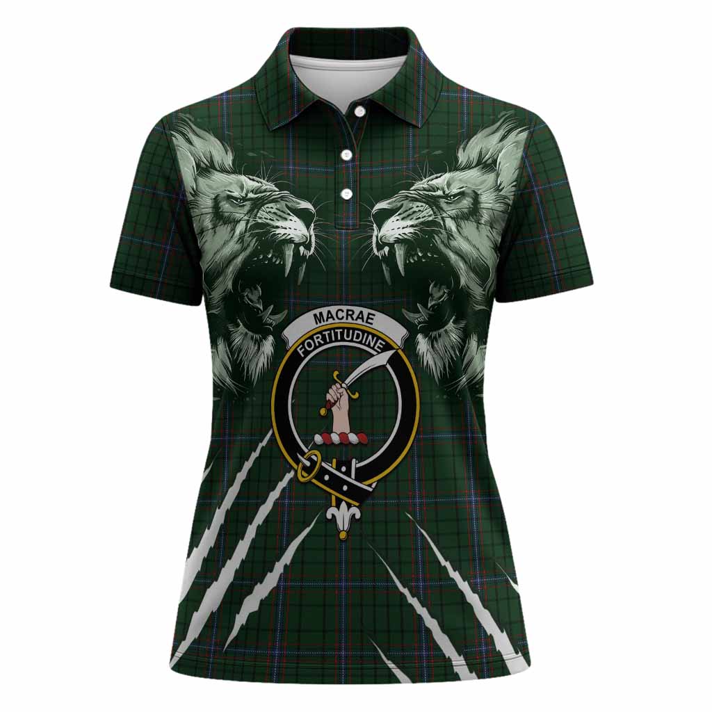 MacRae (McRae) Tartan Crest Women Polo Shirt Ferocious Lion Style