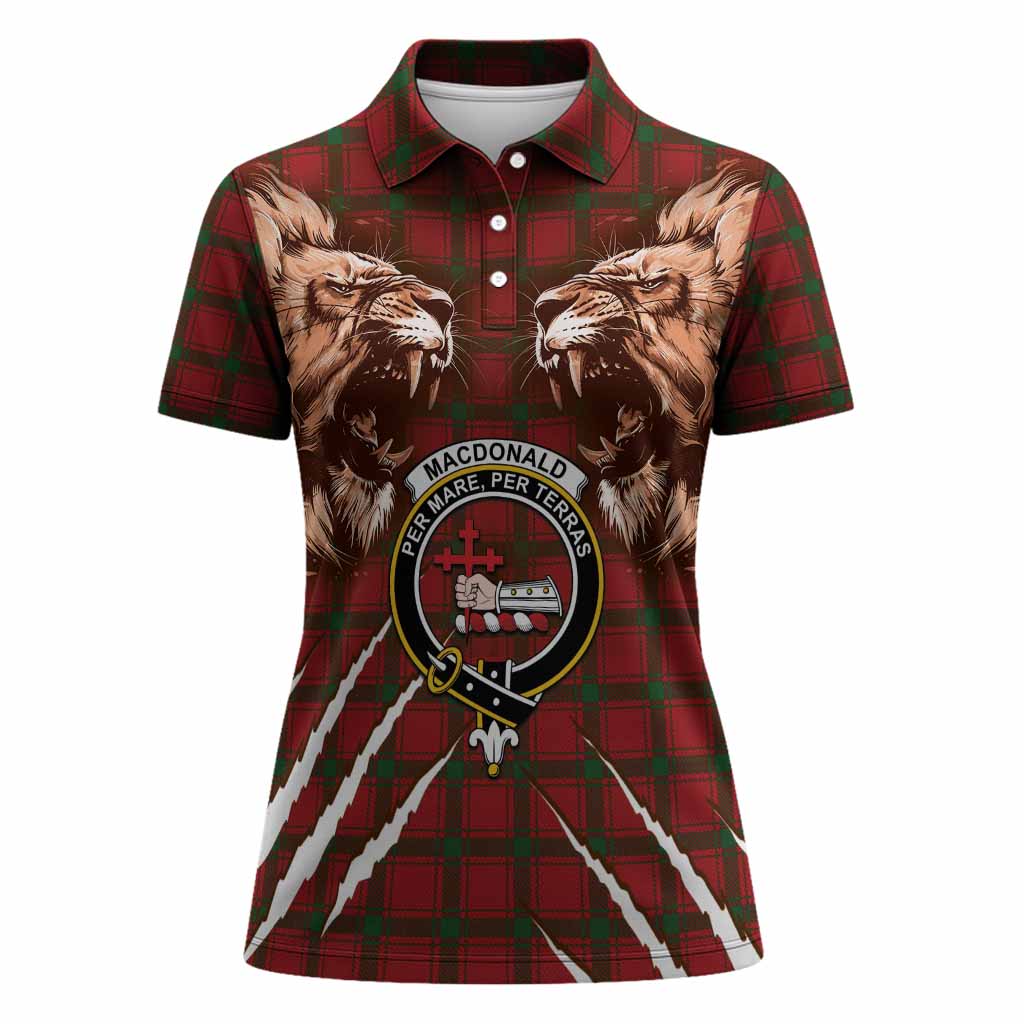 MacDonald (McDonald) of Sleat Tartan Crest Women Polo Shirt Ferocious Lion Style