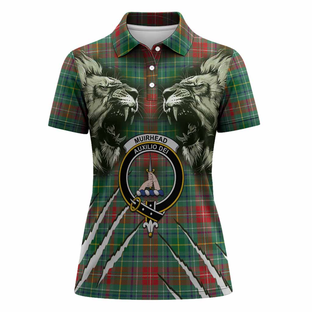 Muirhead Tartan Crest Women Polo Shirt Ferocious Lion Style