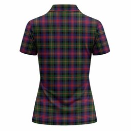 Logan Tartan Crest Women Polo Shirt Ferocious Lion Style