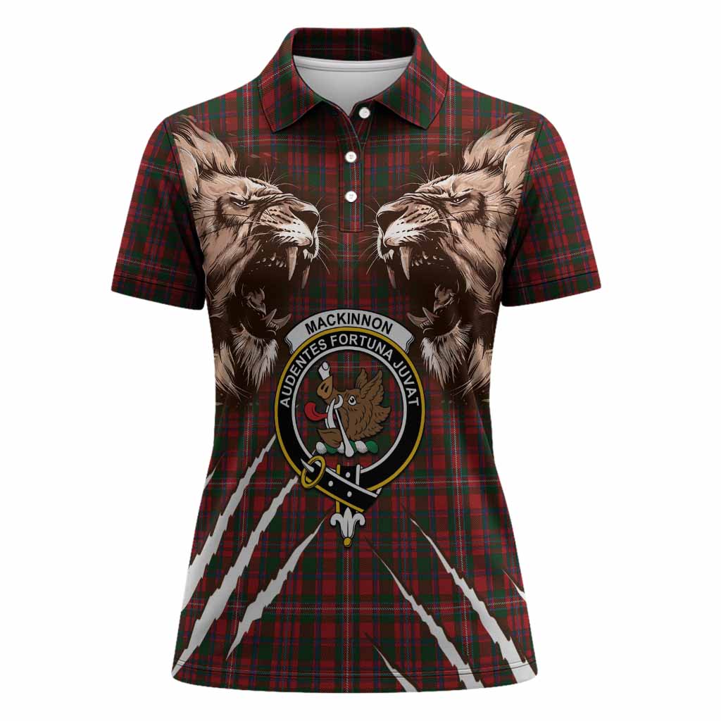 MacKinnon (McKinnon) Tartan Crest Women Polo Shirt Ferocious Lion Style