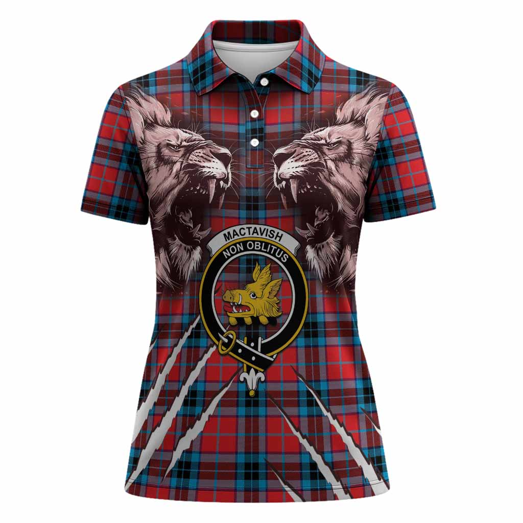 MacTavish (McTavish) Tartan Crest Women Polo Shirt Ferocious Lion Style