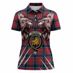 MacTavish (McTavish) Tartan Crest Women Polo Shirt Ferocious Lion Style