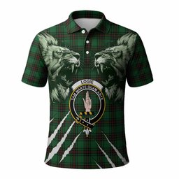 Logie Tartan Crest Polo Shirt Ferocious Lion Style