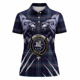 Nevoy Tartan Crest Women Polo Shirt Ferocious Lion Style