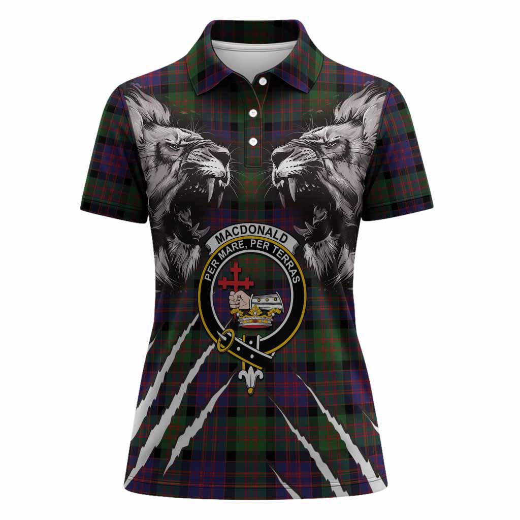MacDonald (McDonald) Tartan Crest Women Polo Shirt Ferocious Lion Style